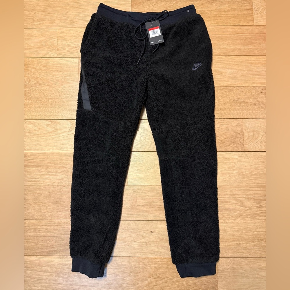 Nike Tech Icon Sherpa Fleece Jogger Sweat Pants Black AQ2769-010 SZ L Mens